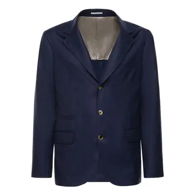 Brunello Cucinelli | Men Wool Flannel Suit Jacket Navy