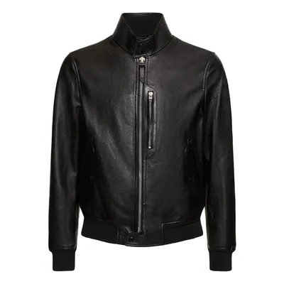 Tom Ford | Men Harrington Tumbled Grain Leather Jacket Black