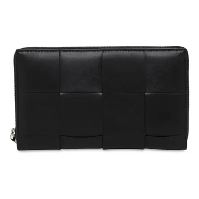 Bottega Veneta | Men Cassette Leather Zip Around Wallet Black