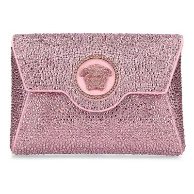 Versace | Women Mini Crystal & Satin Envelope Clutch Light Pink
