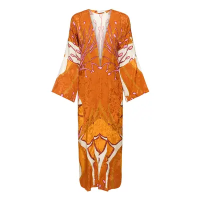 Johanna Ortiz | Women Romance Fluviar Jacquard Kimono Dress Multicolor