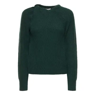Stella Mccartney | Women Cashmere Rib Knit Twisted Sweater Dark Green