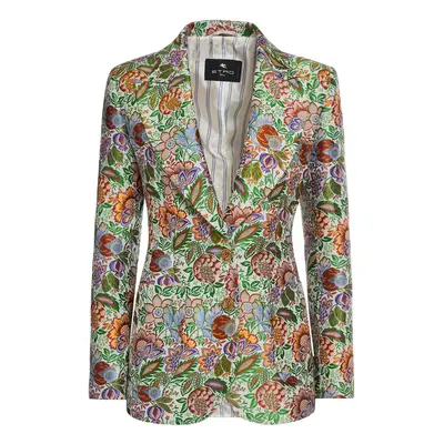 Etro | Women Single Breasted Jacquard Fitted Jacket Multicolor