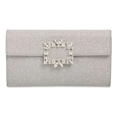 Roger Vivier | Women Crystal Buckle Sparkle Envelope Clutch Silver