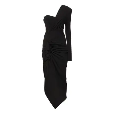 Alexandre Vauthier | Women One Shoulder Viscose Jersey Midi Dress Black