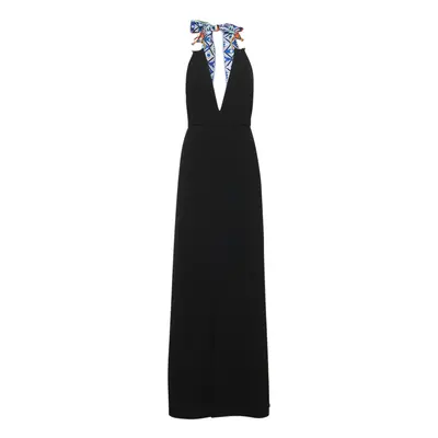 Pucci | Women Crepe V Neck Long Dress W/ Foulard Strap Black