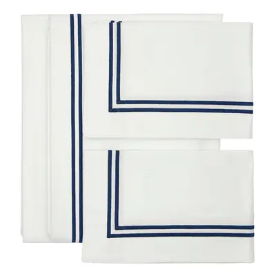 Frette | Home Hotel Classic Cotton Percale Sheet Set White/blue