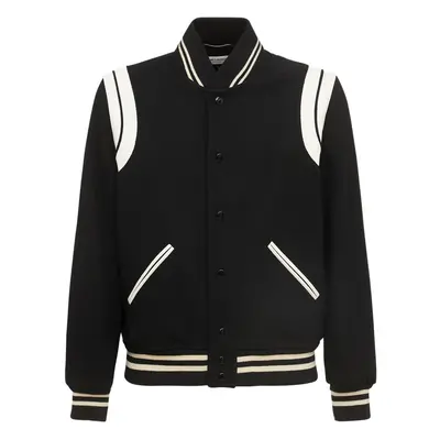 Saint Laurent | Men Teddy Wool Jacket W/ Striped Details Black/white