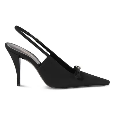 Saint Laurent | Women 95mm New Square Toe Silk Slingback Pumps Black