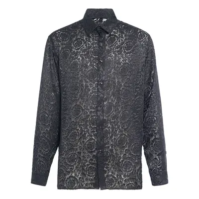 Versace | Men Barocco Printed Viscose & Silk Shirt Black