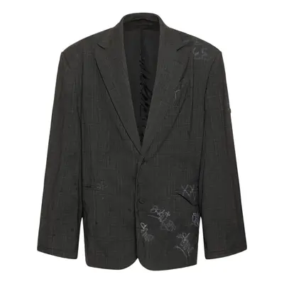 Balenciaga | Men Heather Prince Of Wales Wool Jacket Grey