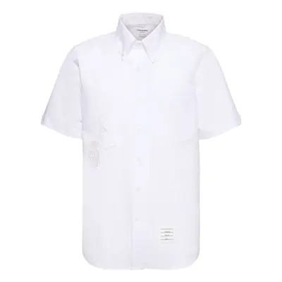 Thom Browne | Men Button Down Cotton Straight Fit Shirt White