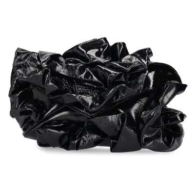 Dries Van Noten | Women Envelope Ruffles Leather Clutch Black