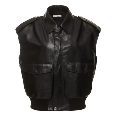 Bally | Women Leather Vest W/ Pockets Black
