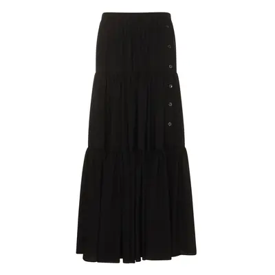 Michael Kors Collection | Women Pleated Silk Crepe De Chine Skirt Black