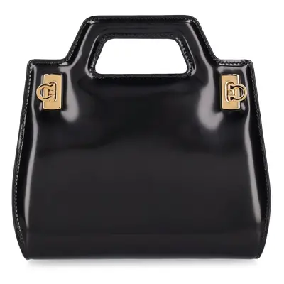 Ferragamo | Women Mini Wanda Leather Top Handle Bag Black