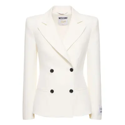 Moschino | Women Cotton Duchesse Double Breasted Blazer White