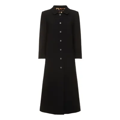 Dolce & Gabbana | Women Wool Crepe Single Breasted Long Coat Black
