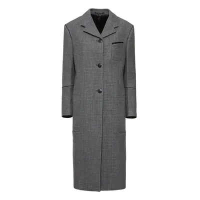 Ferragamo | Women Double Breasted Wool Houndsthooth Coat Grey/black