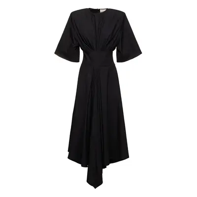 Alexandre Vauthier | Women Cotton Poplin S/s Flared Midi Dress Black
