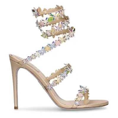 René Caovilla | Women 105mm Satin & Flower Sandals Beige