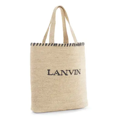 Lanvin | Women Logo Raffia Effect Tote Bag Natural/black