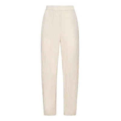 Giorgio Armani | Women Cotton Blend Striped High Rise Pants Beige