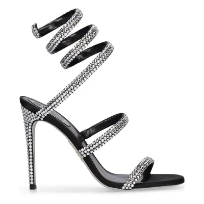 René Caovilla | Women 105mm Satin & Crystal Sandals Black