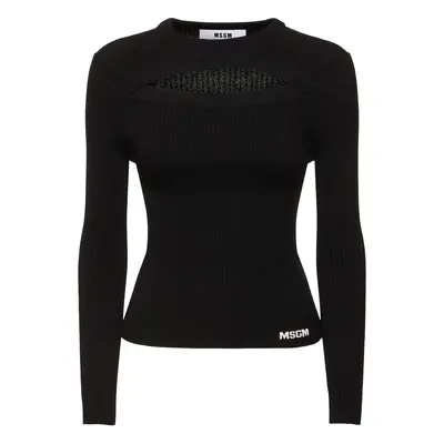 Viscose Knit Cutout Long Sleeve Top