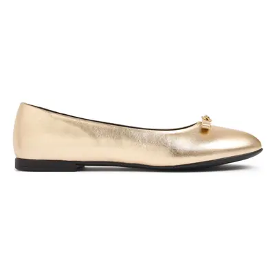 Metallic Leather Ballerinas W/bow