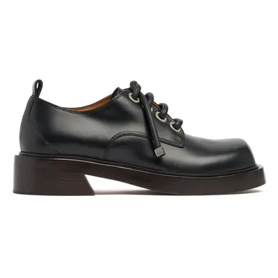 Squared Toe Leather Lace-up Shoes