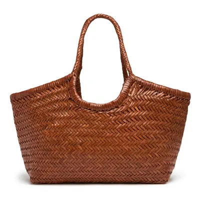 Big Nantucket Woven Leather Basket Bag