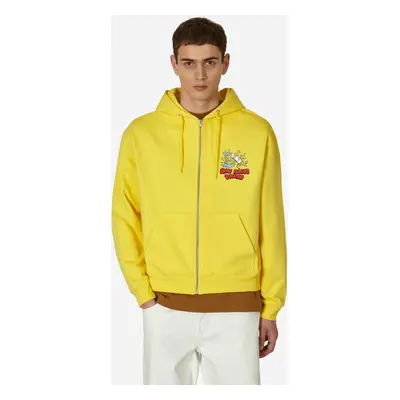 Flatbush Printed Zipped Hooded Sweatshirt Yellow