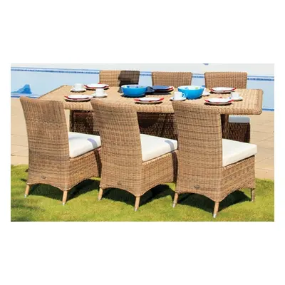 Cozy Bay Furniture Six-Seater Rattan-Effect Dining Set with Table