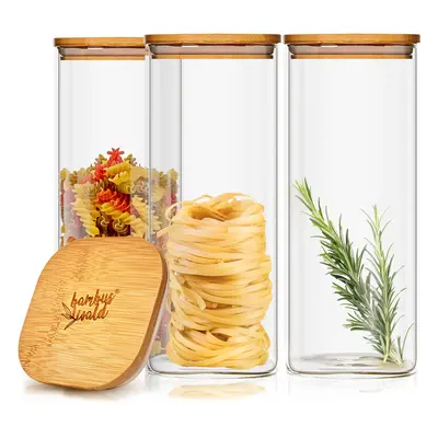 Klarstein Square jar with bamboo lid airtight with silicone ring x 20.5 x cm ml