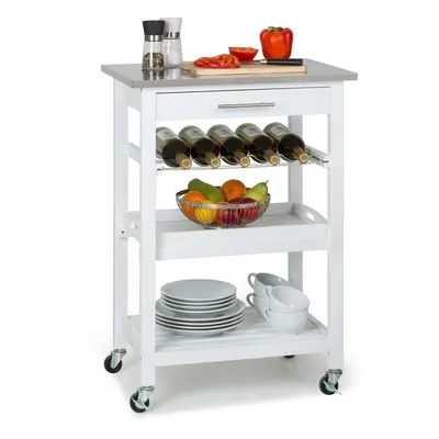 Klarstein Vermont Serving Trolley Kitchen Cart shelves wood stainless steel mobile