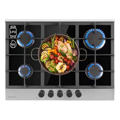 Klarstein Alchemist 5-zone gas hob aluminium burner black glass ceramic