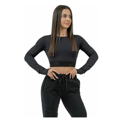 Nebbia Long Sleeve Crop Top INTENSE Perform Black Fitness T-Shirt