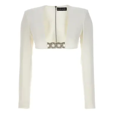 DAVID KOMA Top '3D Crystsal Chain And Square Neck'