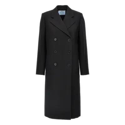 PRADA Satin Insert Double-Breasted Coat