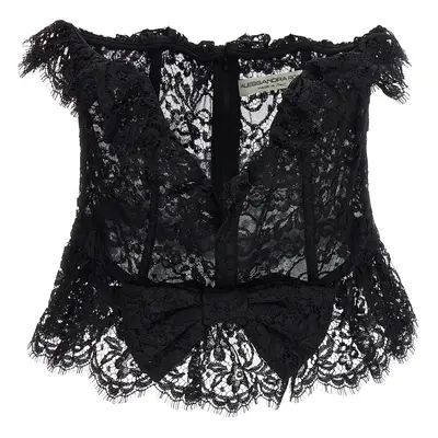 ALESSANDRA RICH Lace Bow Bustier Top