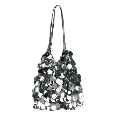 RABANNE 'Silver Sparkle Discs Large' Shoulder Bag