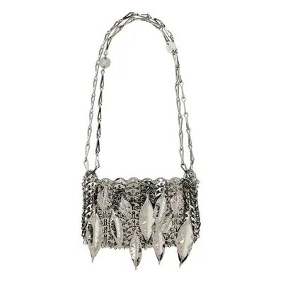 RABANNE Silver Nano Bag Metalic Leaves Shoulder Bag