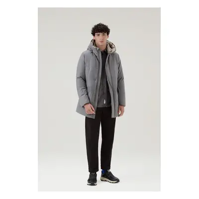 Woolrich Man Parka in Italian Wool and Silk Blend Crafted with a Loro Piana Fabric Grey