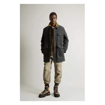 Woolrich Man Coat in Loro Piana Italian Pure Virgin Wool Fabric Grey