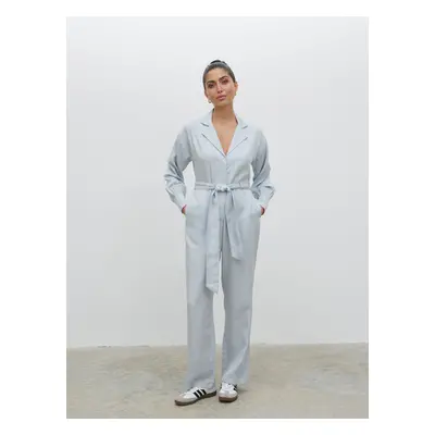 Zara Belted Jumpsuit - Denim Blue