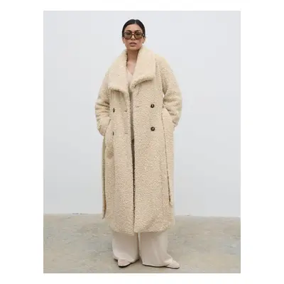 Mahli Shaggy Texture Robe Coat - Neutral