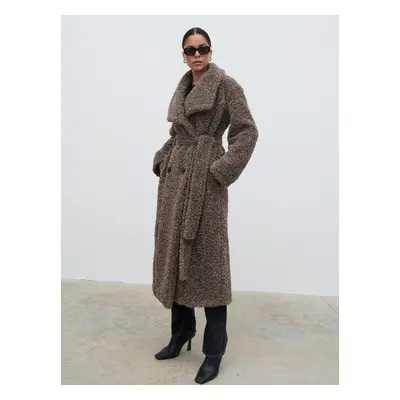 Mahli Shaggy Texture Robe Coat - Taupe