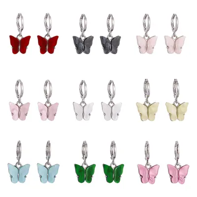 Amazon Cross-border Jewelry Fashion Color Preserving Earrings Acetate Edition Butterfly Earrings