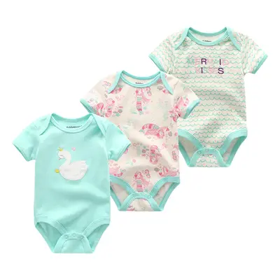 3PCS/LOT Baby Girl Clothes Newborn Romper Set Short Sleeve Baby Onesie Summer Cartoon Toddler Ju